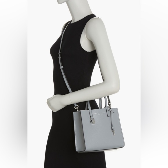 🔥🔥🔥NEW Marc Jacobs Mini Grind Gray Leather Satchel Crossbody Bag - Picture 1 of 12
